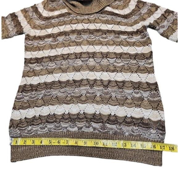 Kim Rogers Sweater Womens Brown Cream Stripe Cowl Neck Pullover Soft Sweater M - Picture 8 of 9